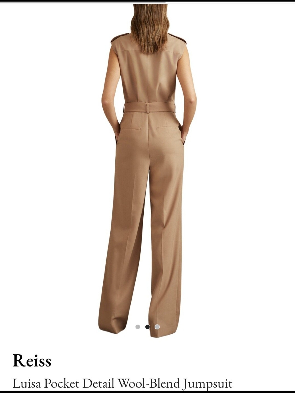 Reiss Sleeveless Belted Jumpsuit in Camel - Picture 2 of 3